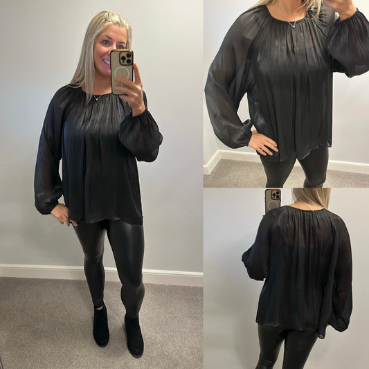H&M Black sheer top size 18