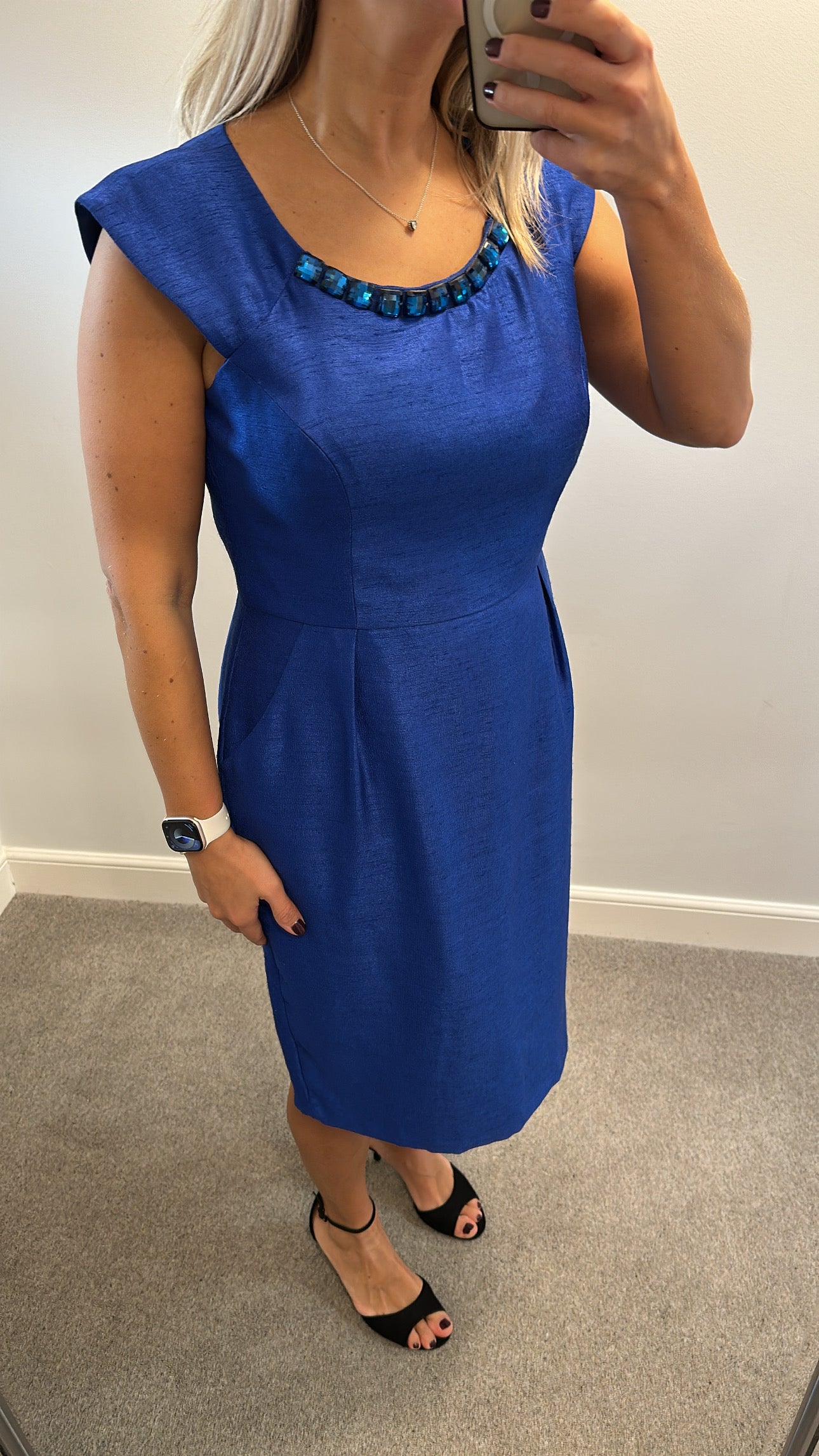 Michaela Louisa blue beaded collar dress and bolero size 16