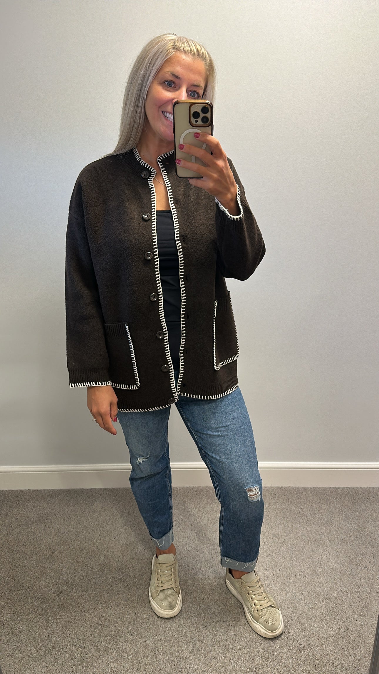 Brown knit cosy cardigan would fit upto size 16