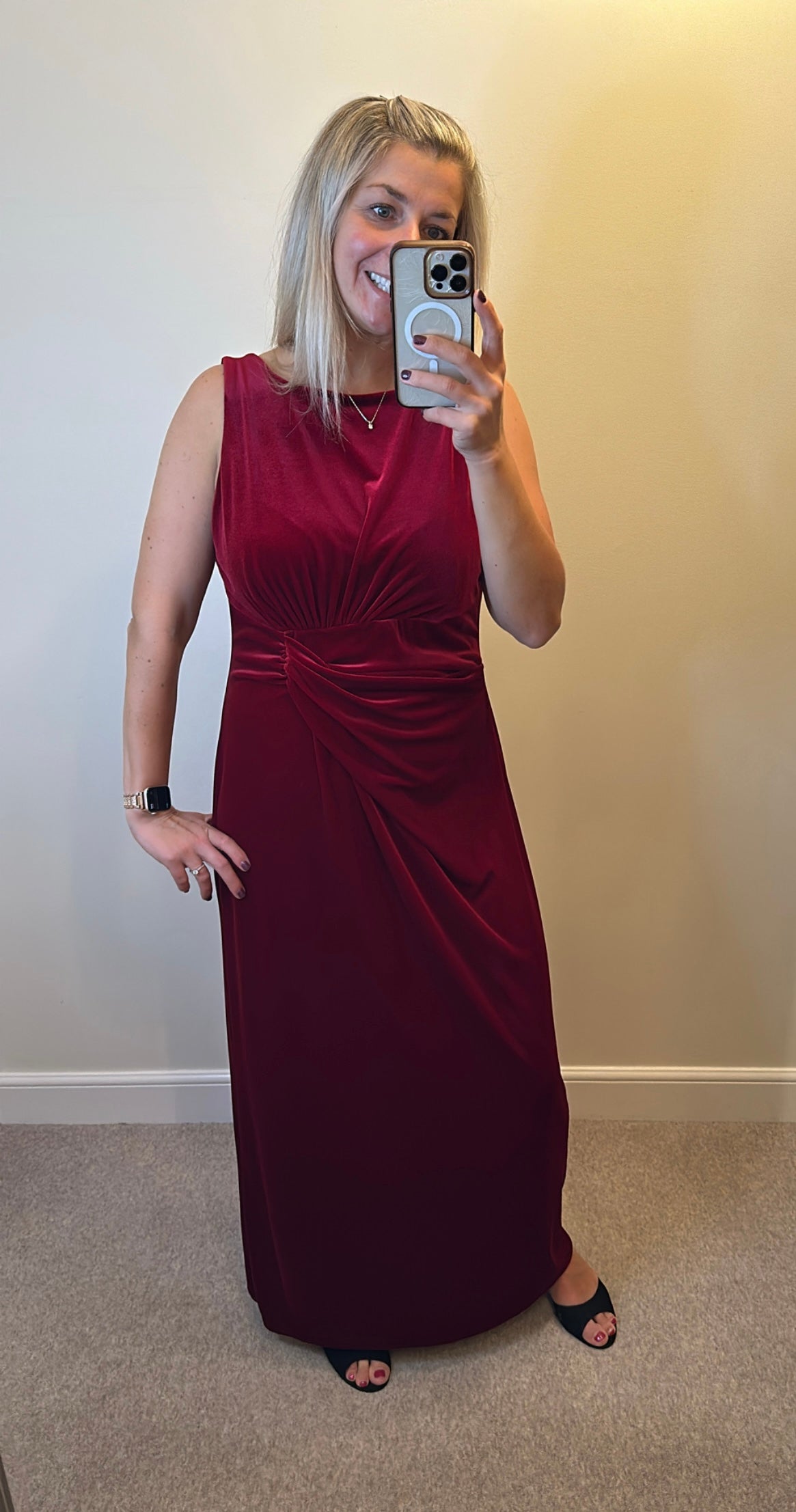 Wallis burgundy velvet dress size 16