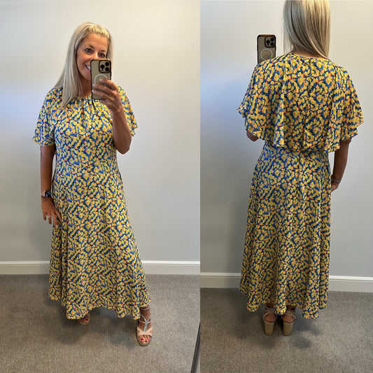 Glamour blue and yellow floral dress size 16 brand new with tags RRP £89