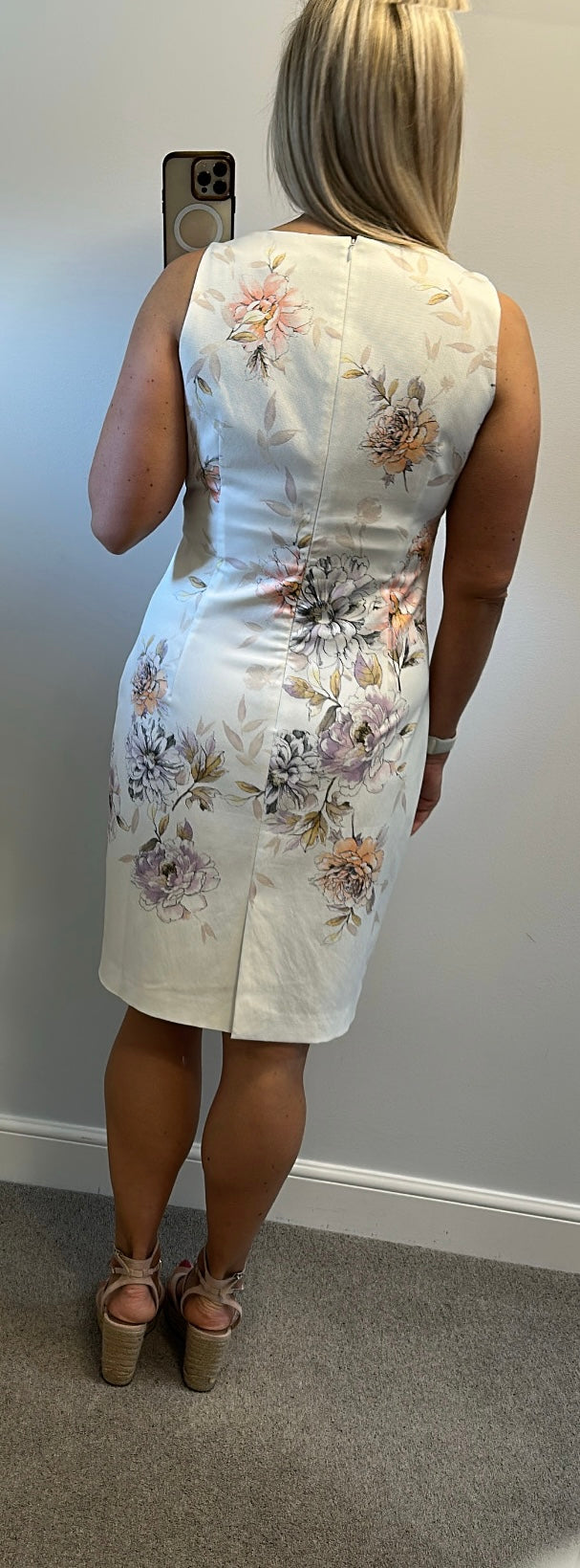 Hobbs off white floral dress size 14