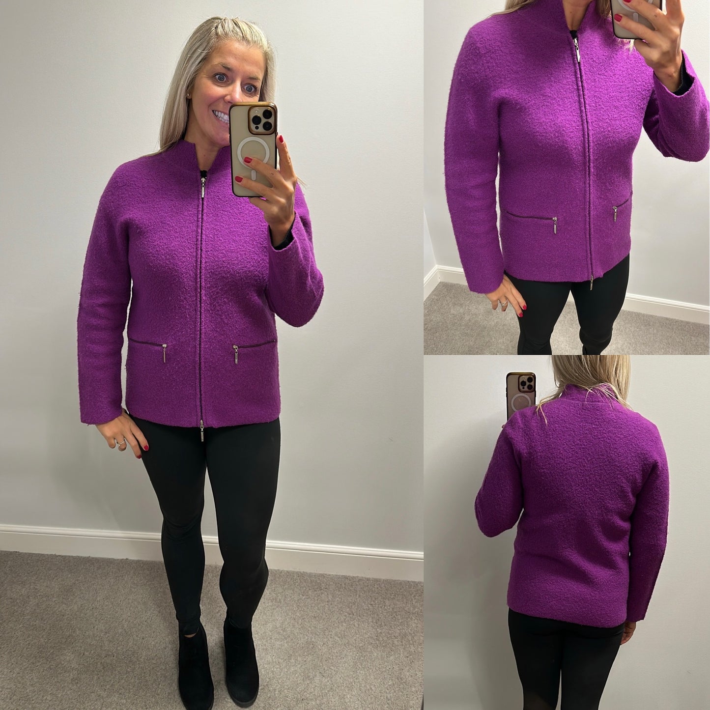 Alexandra Bartlett purple wool cardigan size M Would fit upto size 12