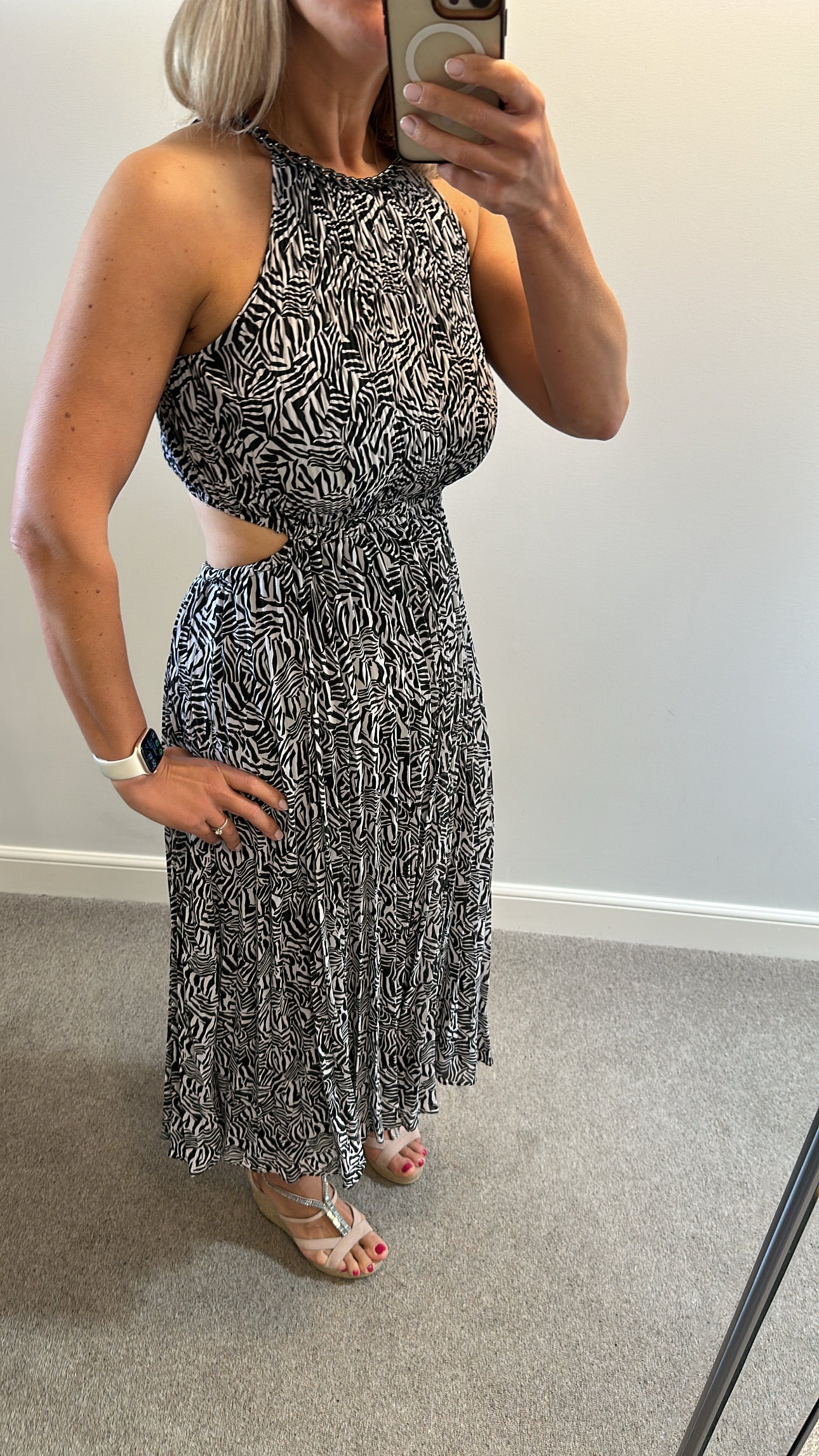 Michael Kors Black and white chain cut out dress size M fitting upto size 14