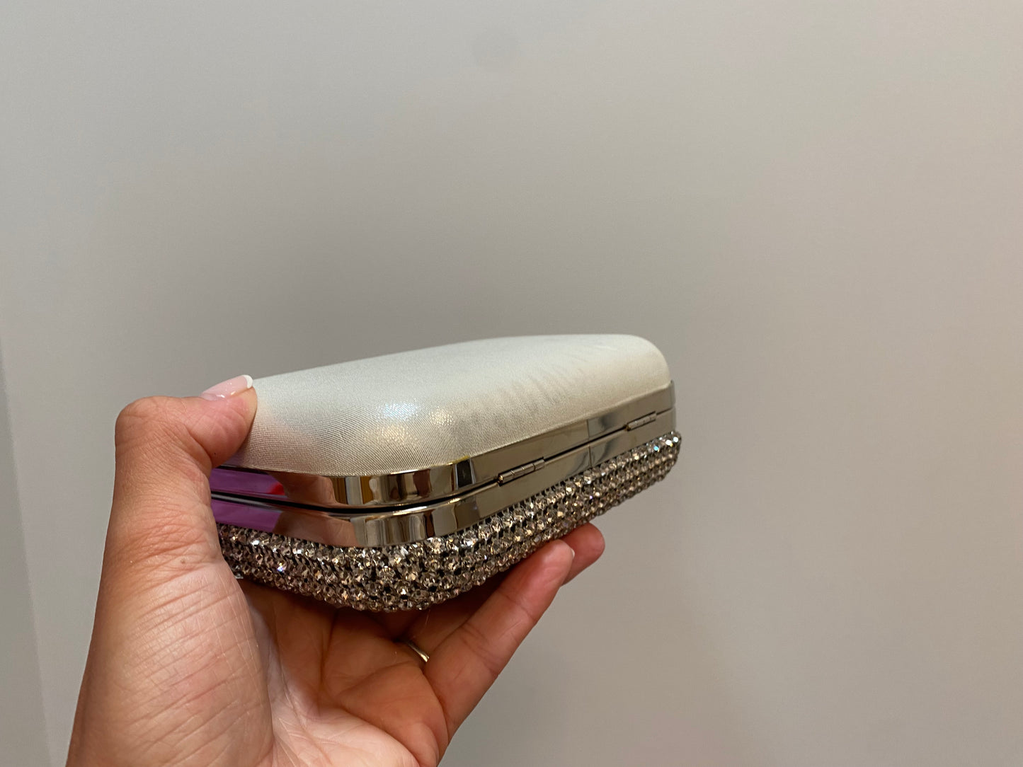Diamanté clutch bag with strap