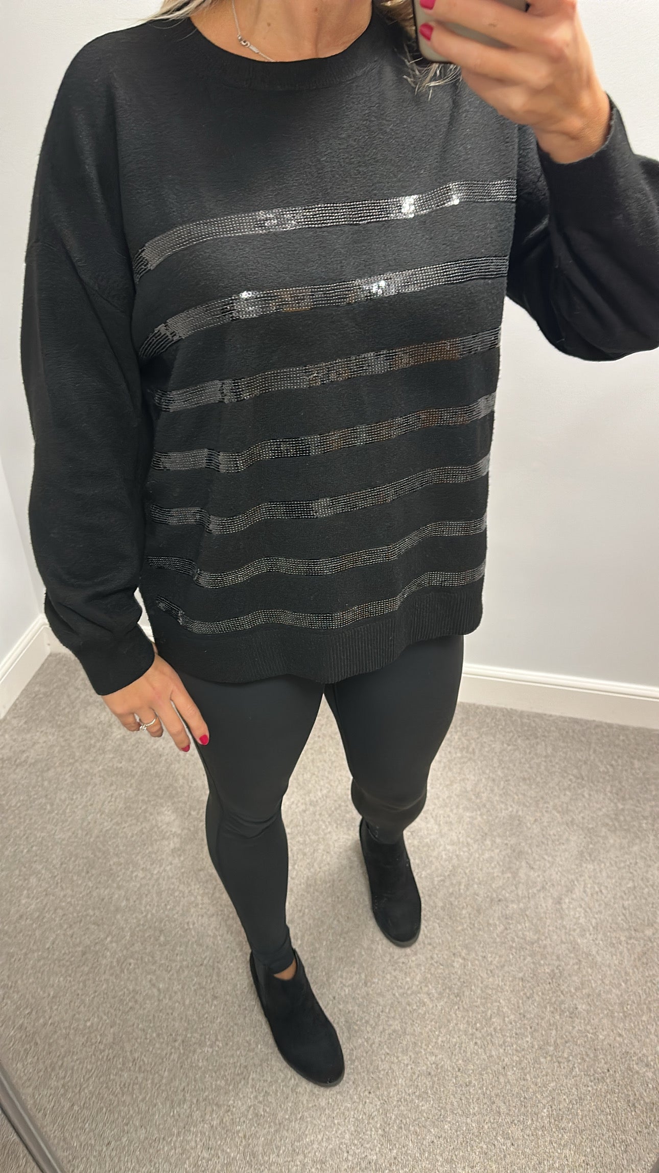 Marks and Spencer’s black sequin jumper size  L Would fit upto size 16