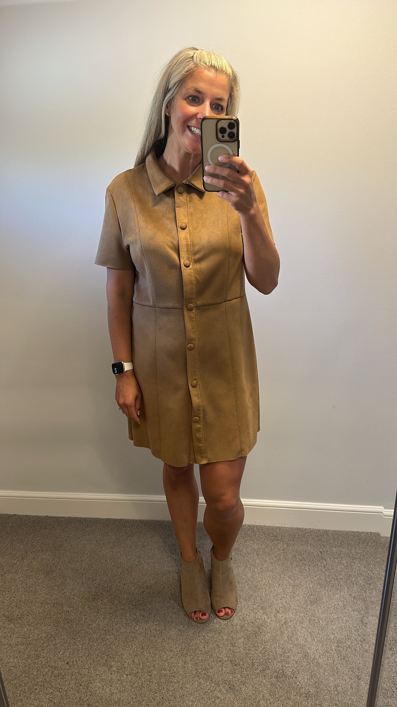 Zara beige suede style dress would fit upto size 14