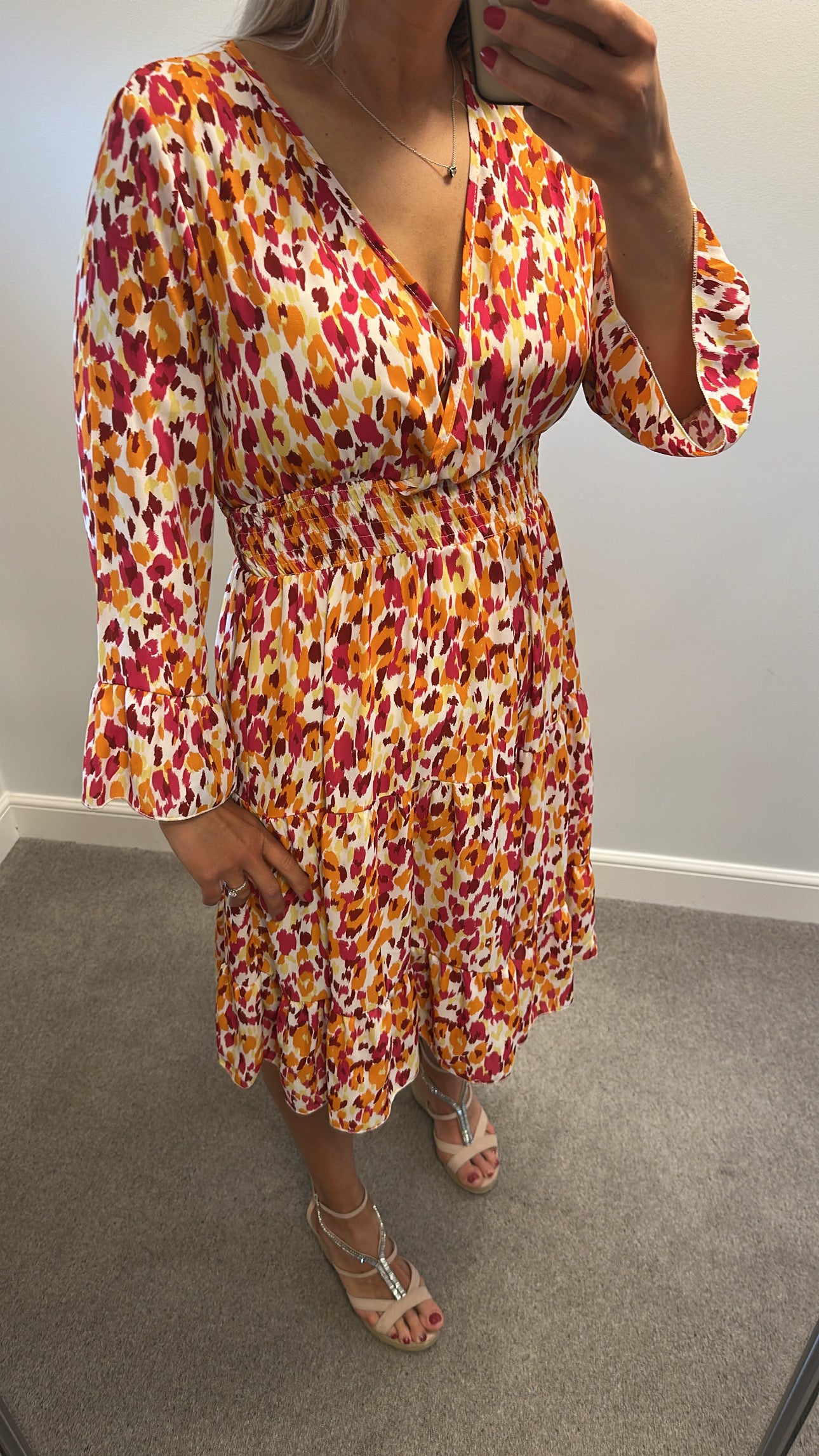 Multi coloured print dress one size would fit upto size 14