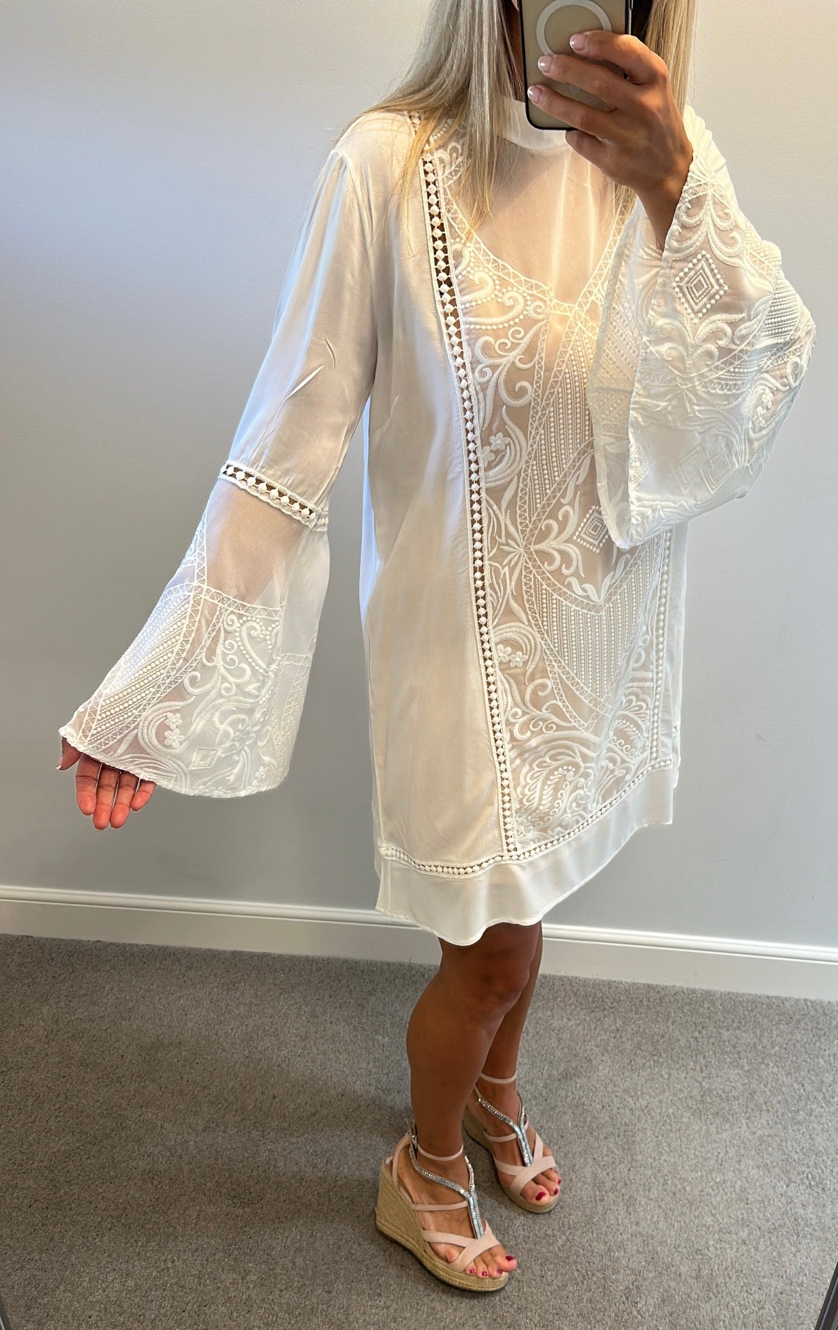 Peace + Chaos white embroidered dress size M/L would fit upto size 14