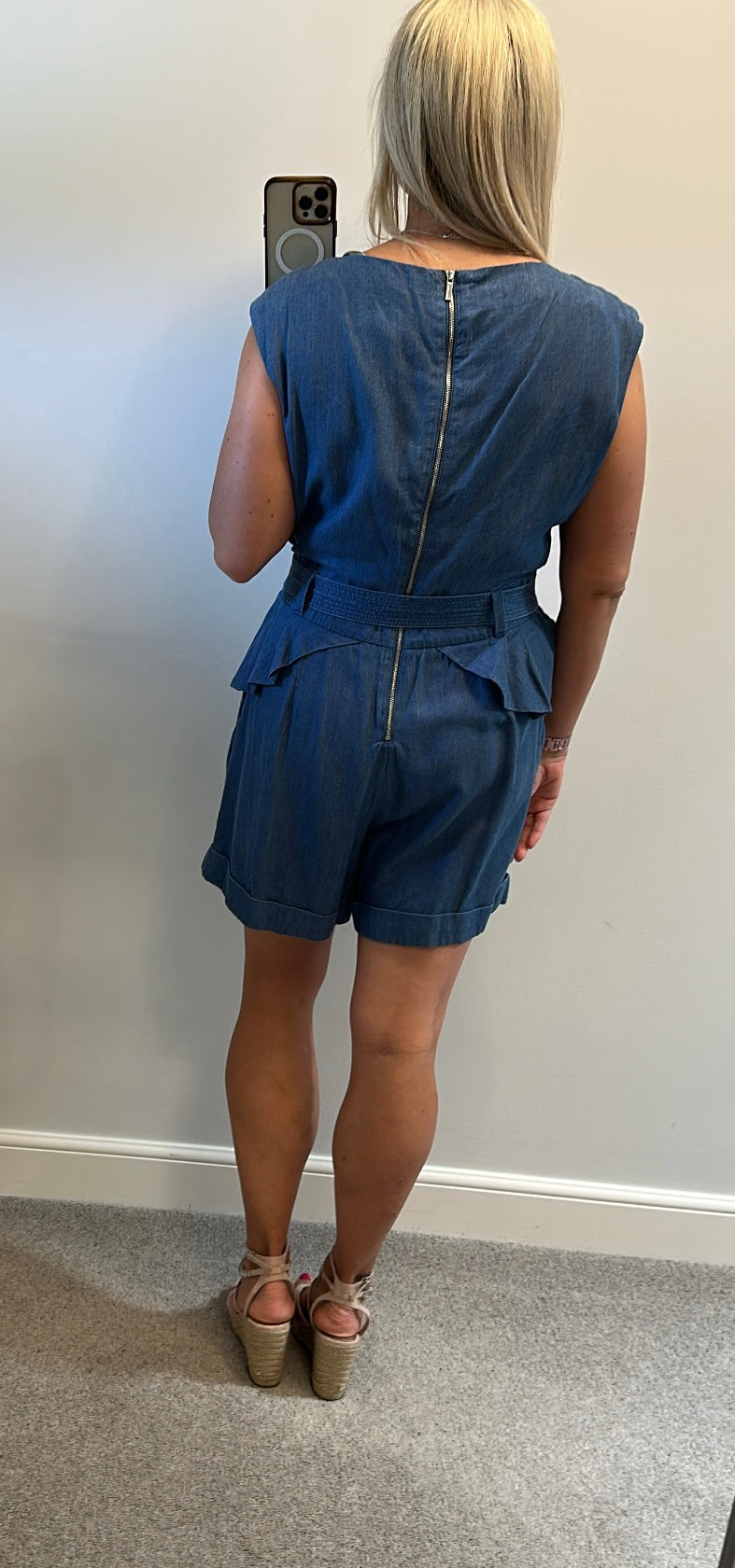 Karen Millen denim playsuit small size 16
