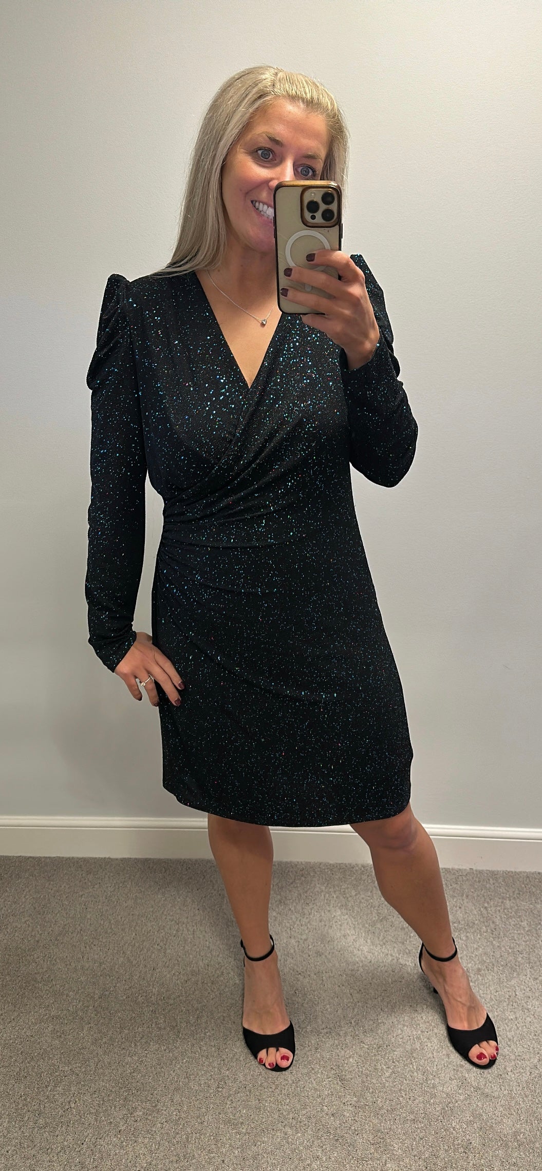 Phase eight black shimmer dress size 16