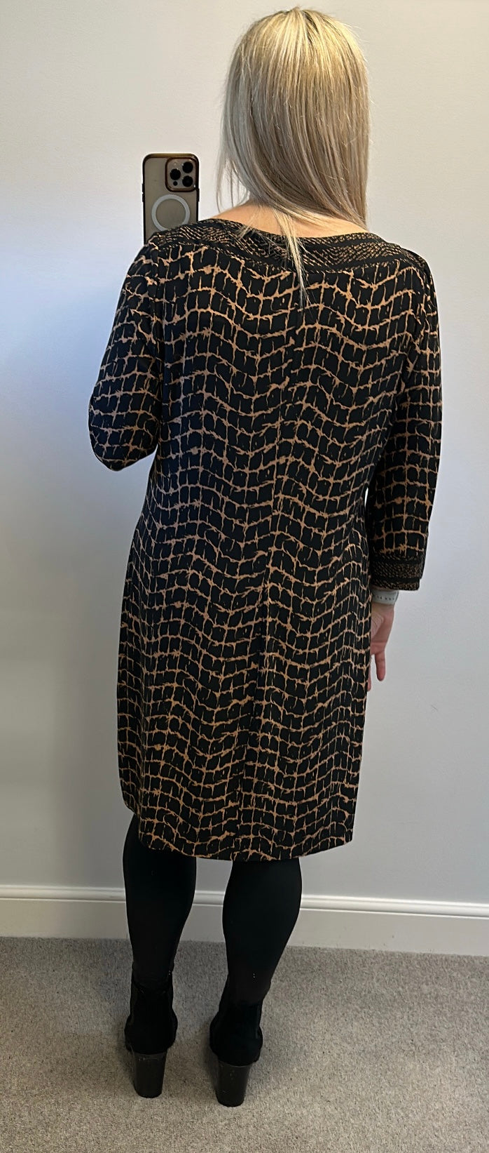 Wallis black and brown print dress size L would fit upto size 18