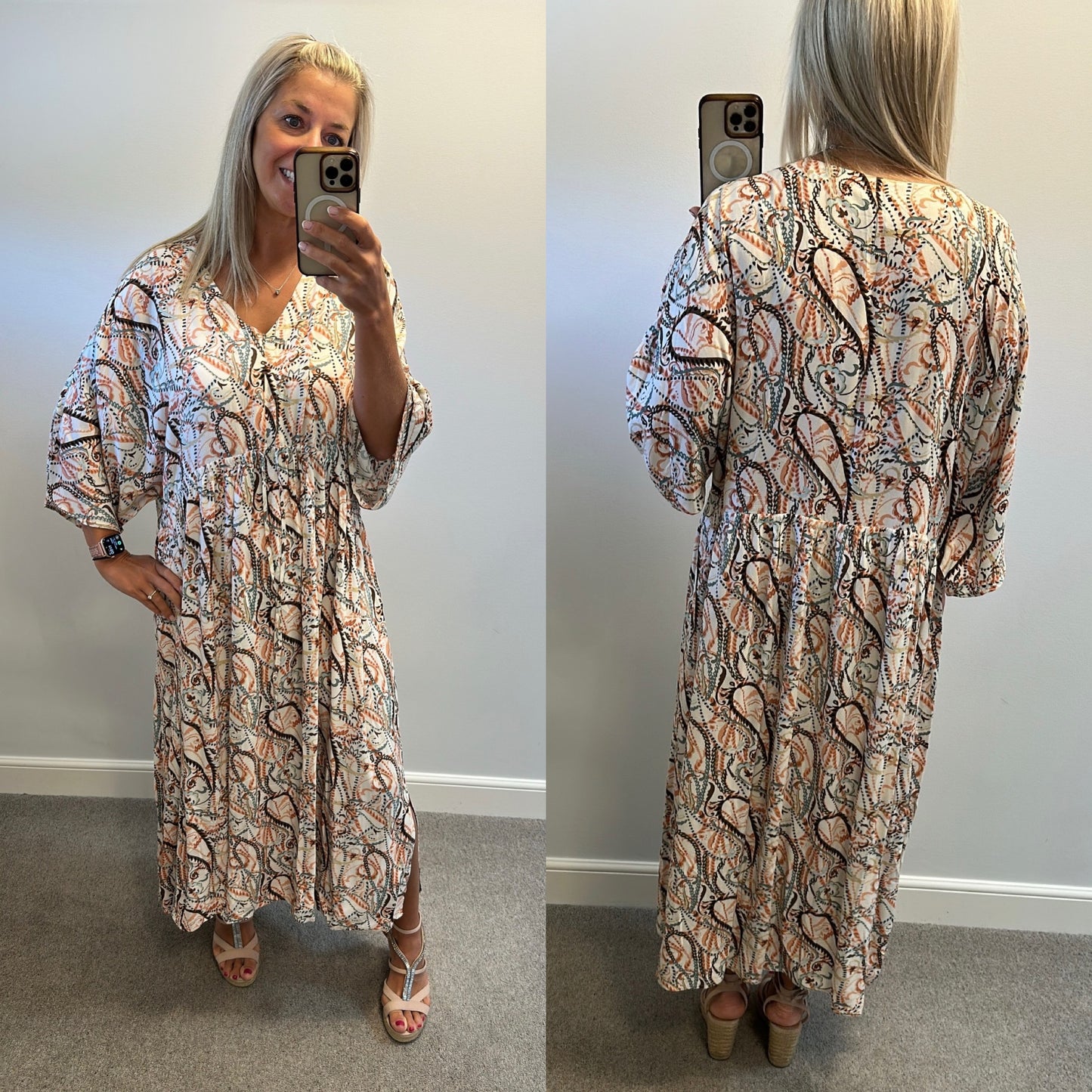 Soya concept off white print dress size XL would fit upto size 20