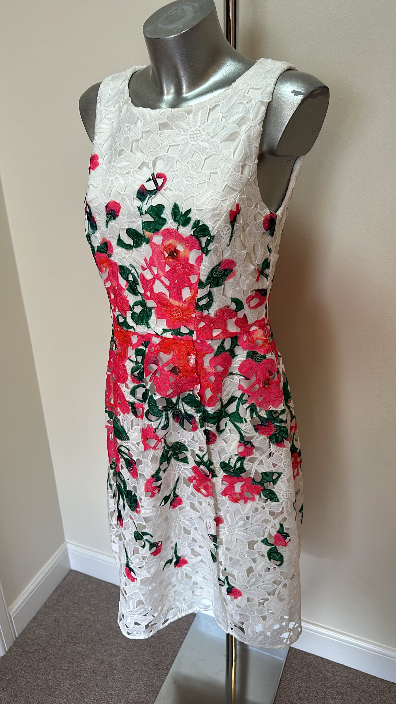 Phase eight white floral lace dress size 12