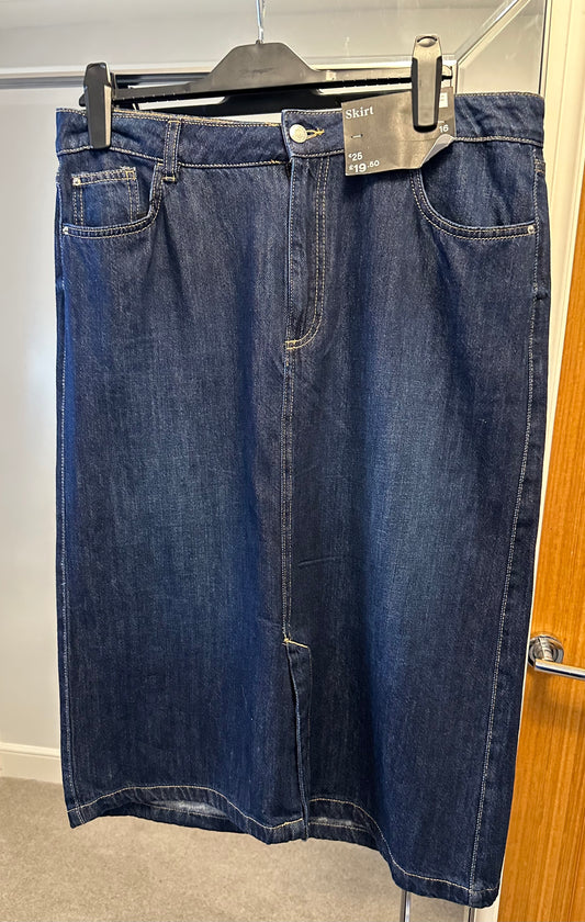 F&F denim knee length skirt size 16 brand new with tags