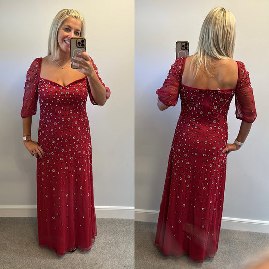 Raishma dark red embellished dress size 12