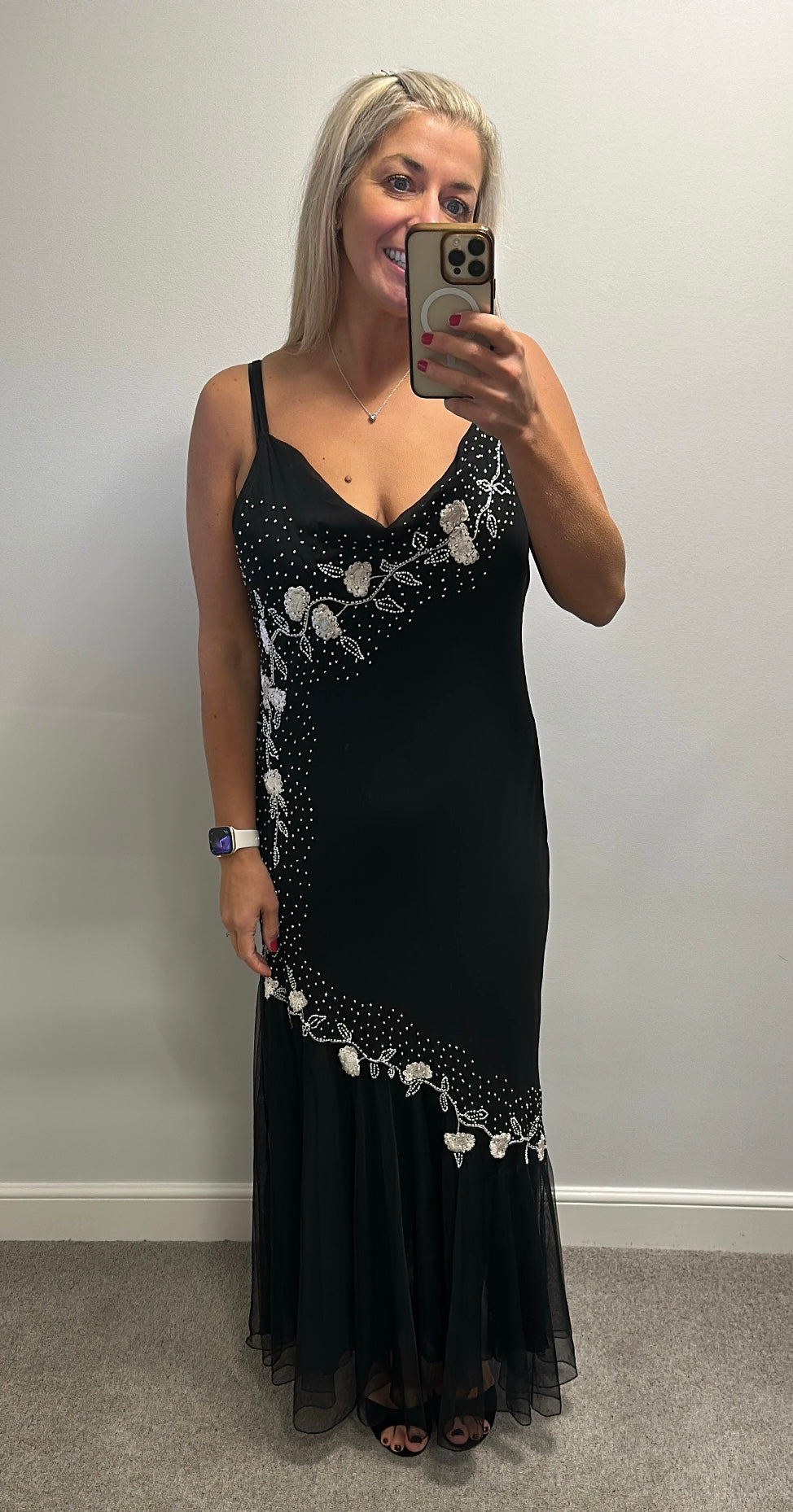 Kathleen C Black beaded evening dress size 16