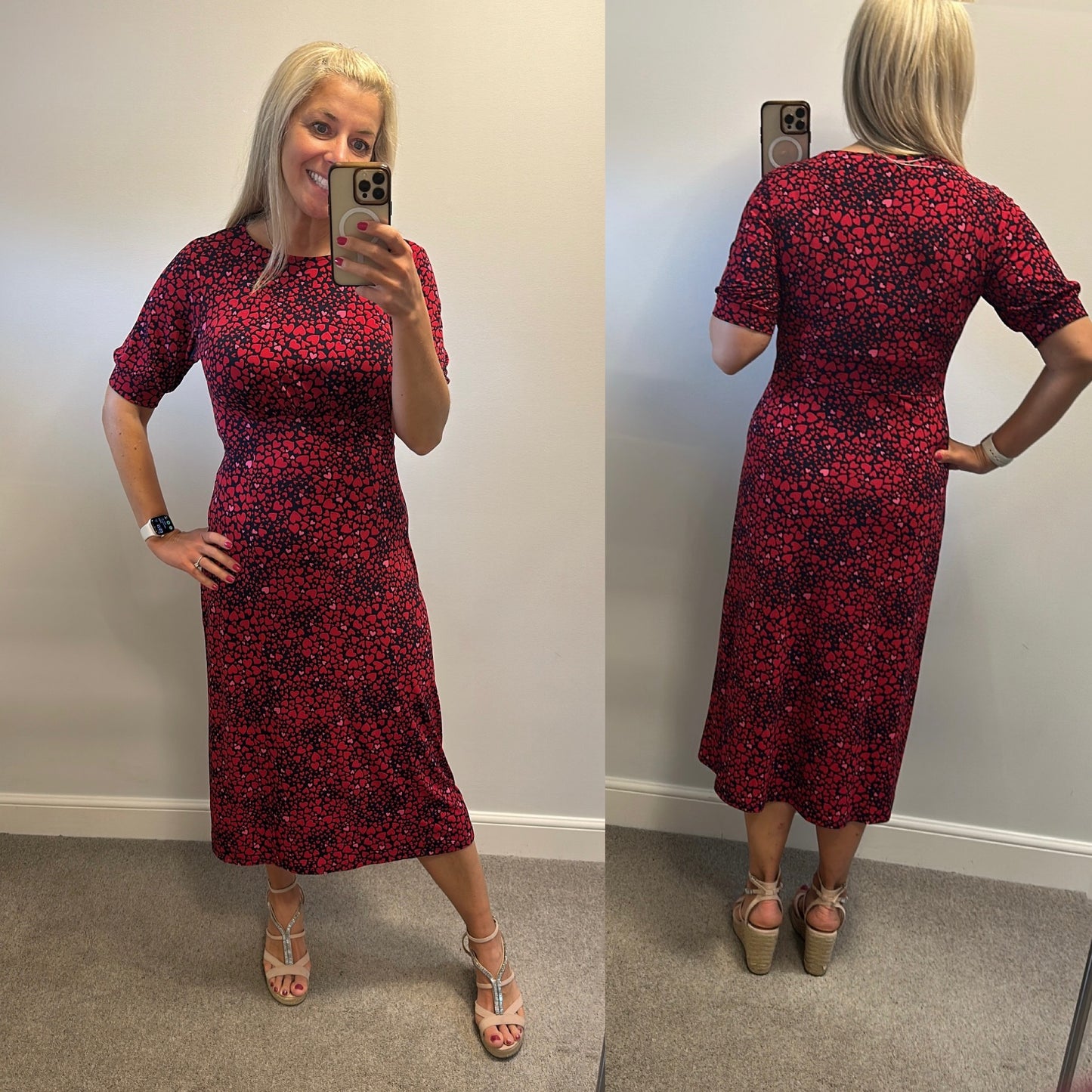 Oasis black heart midi dress size M would fit upto size 14