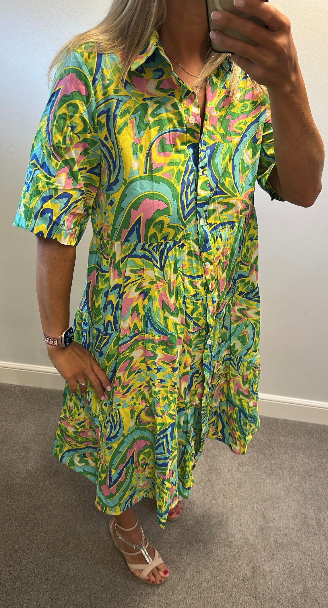 Zara multi coloured shirt dress size L would fit upto size 16