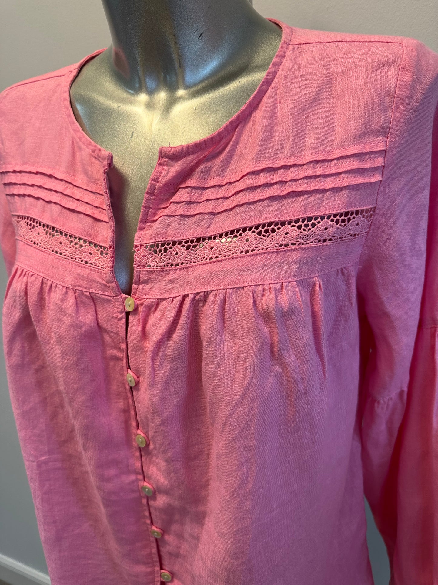 Pure linen pink shirt size 10