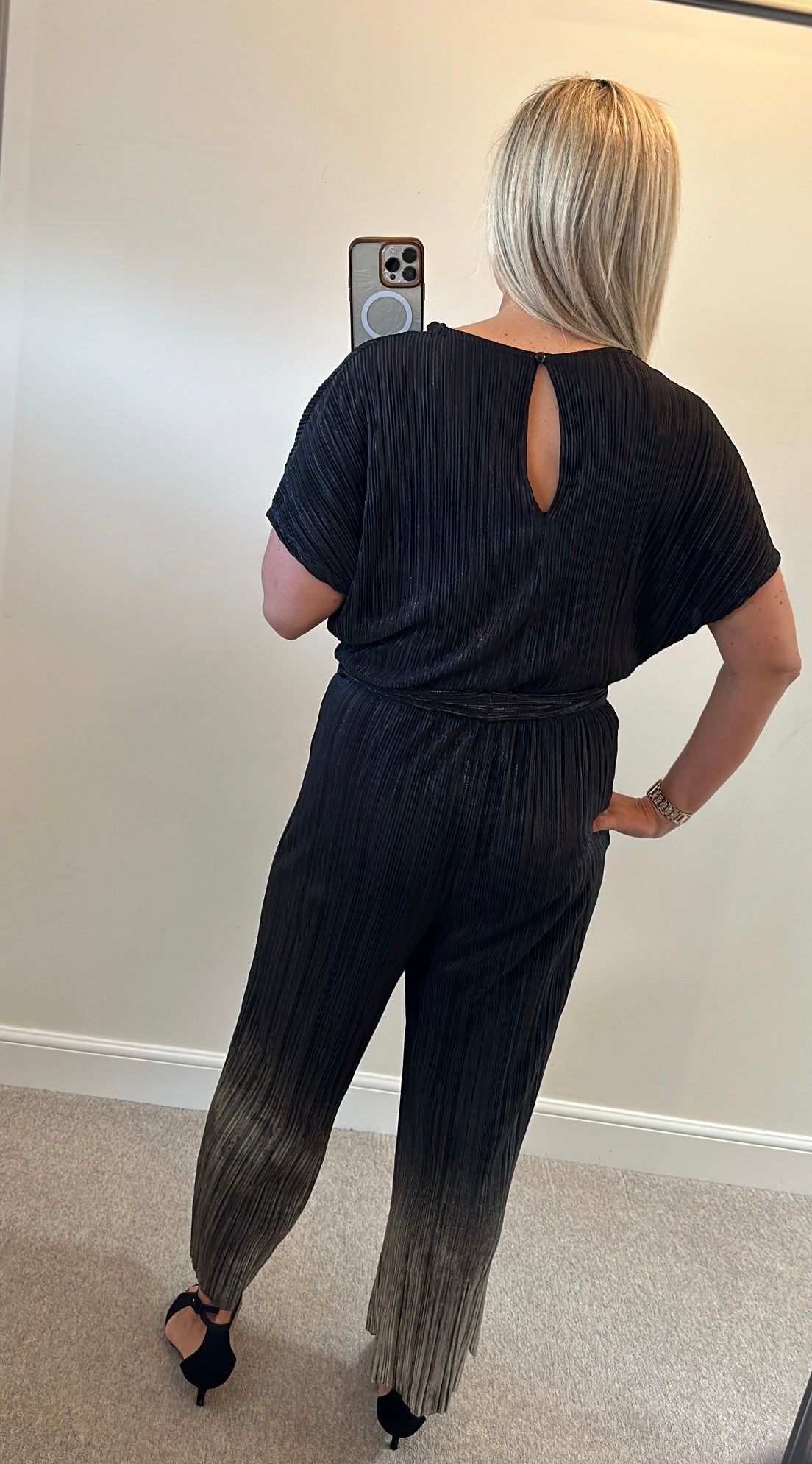 Topshop black pleated jumpsuit size 14