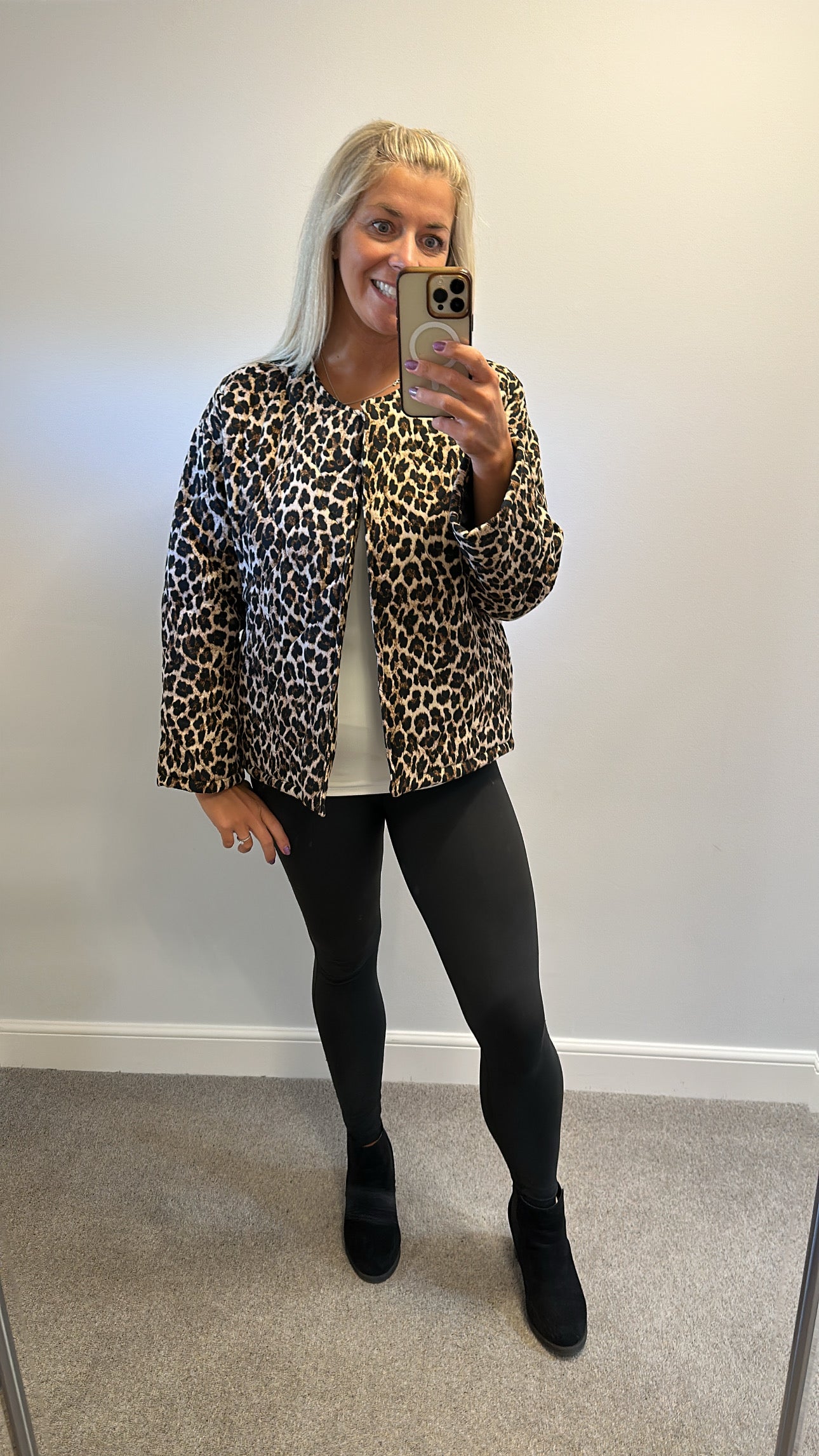 Made in Italy animal print jacket would fit upto size 18