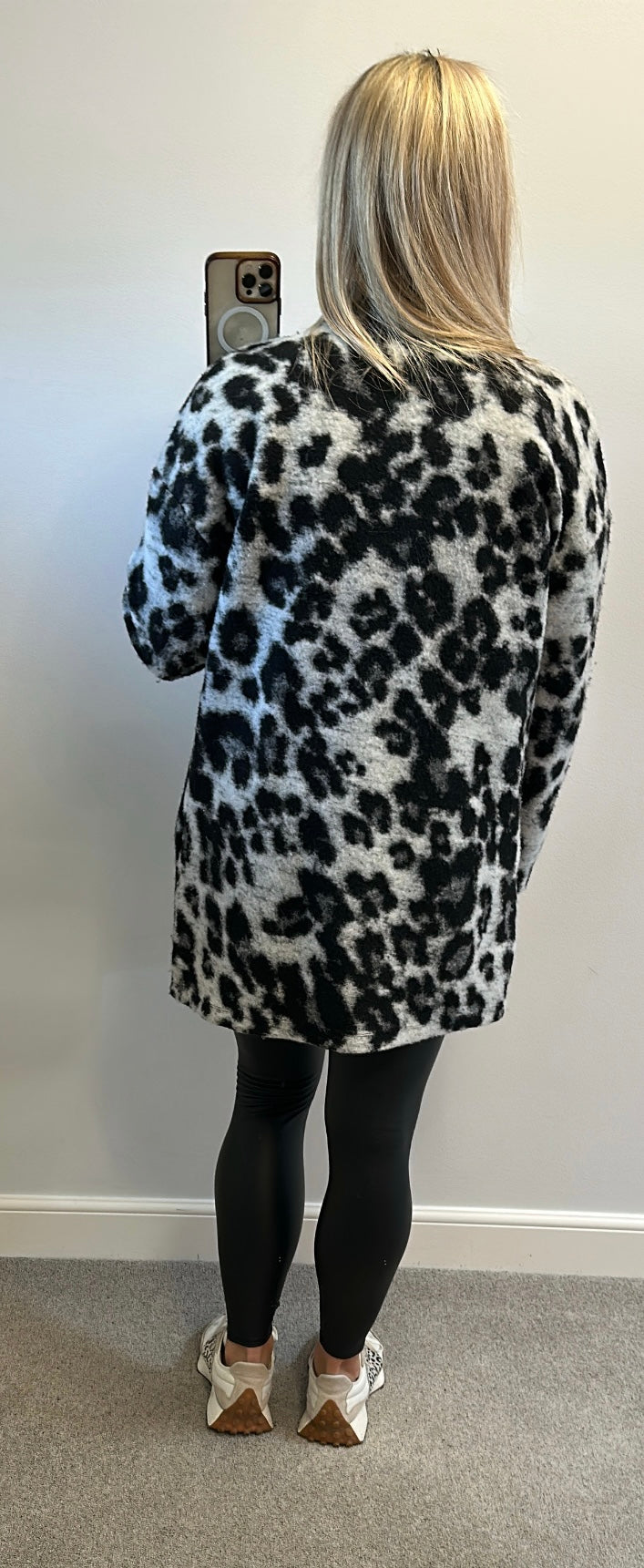 M&S collection grey and black print cosy cardigan size 16