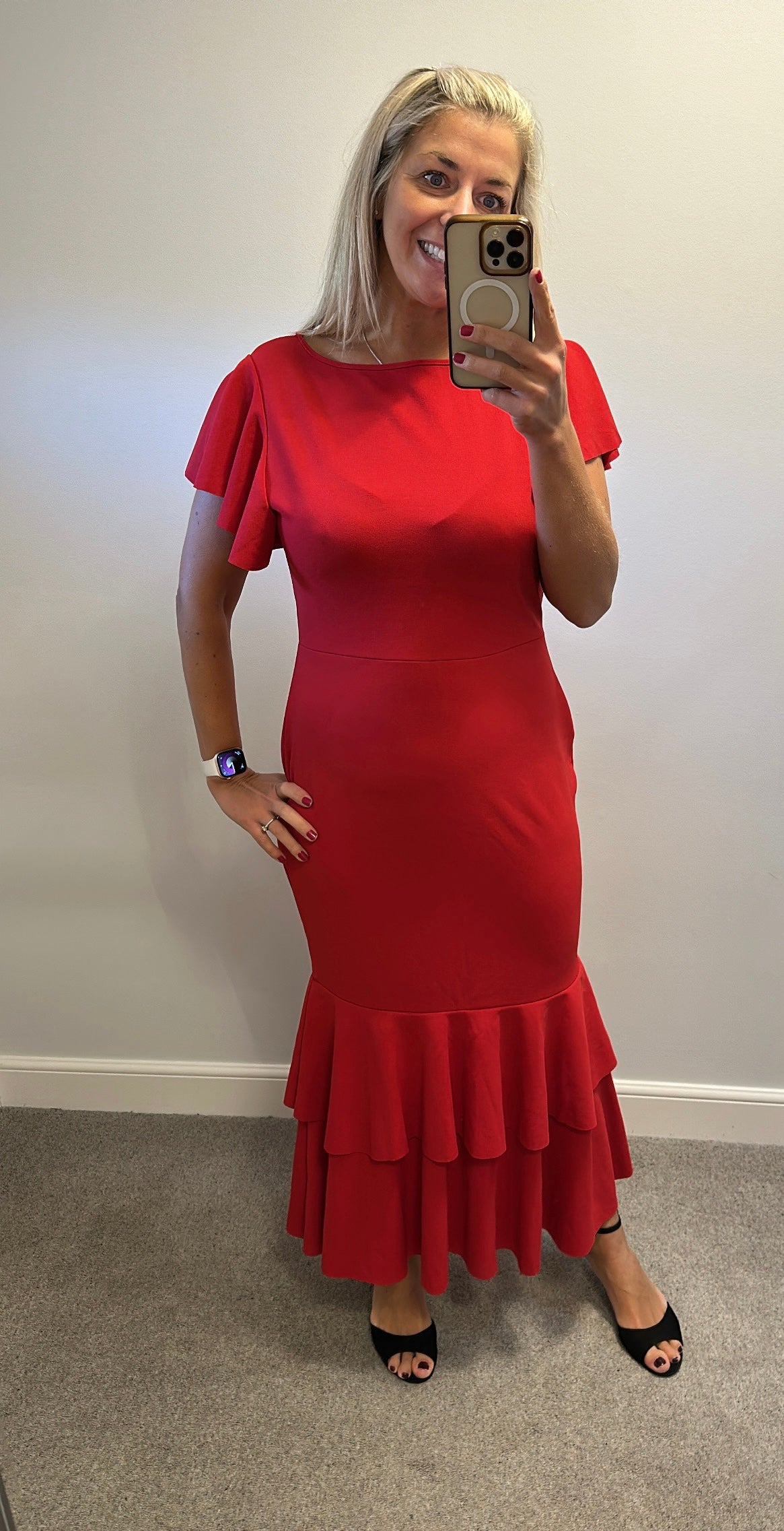 Red long evening dress size 16