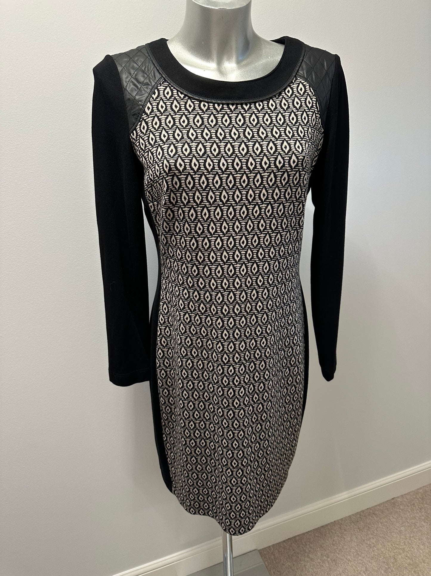 Taifun black / beige print dress size 12