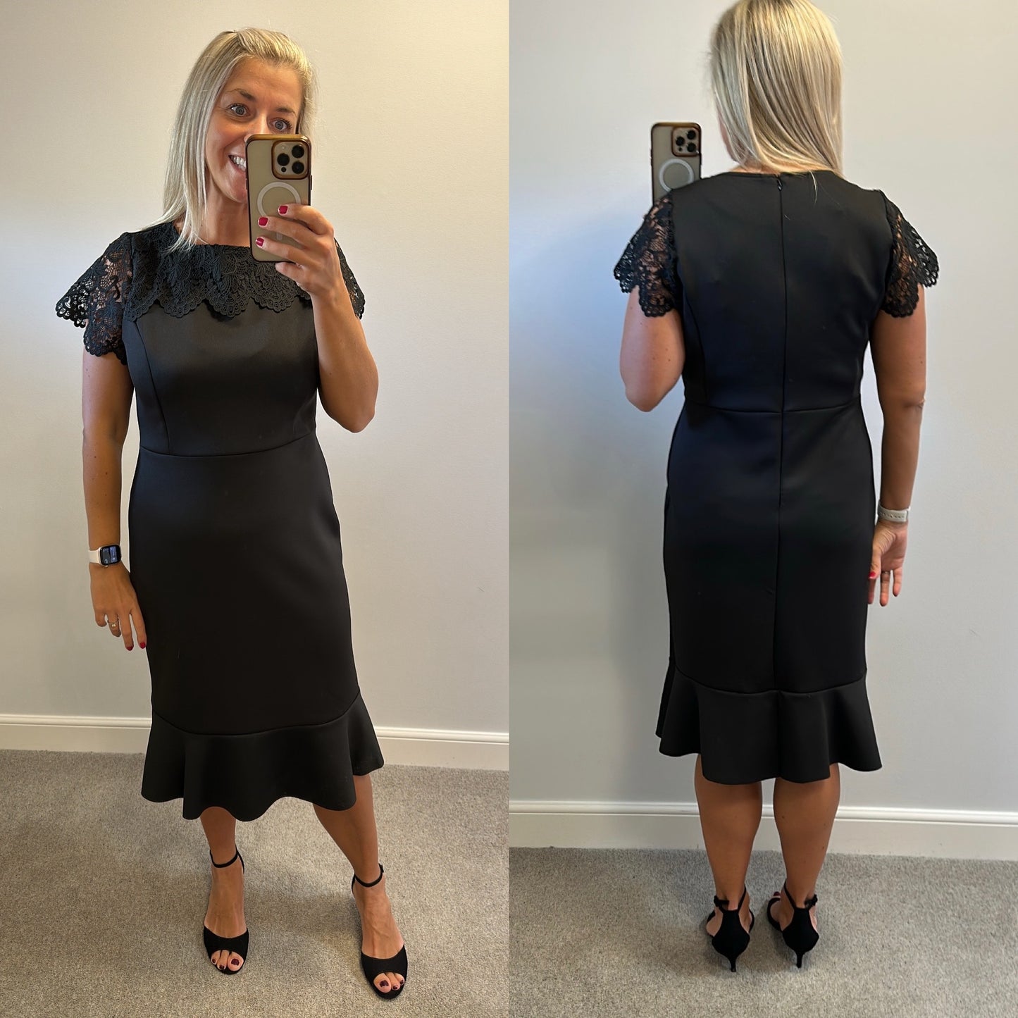 Anthology black dress with lace collar size 16