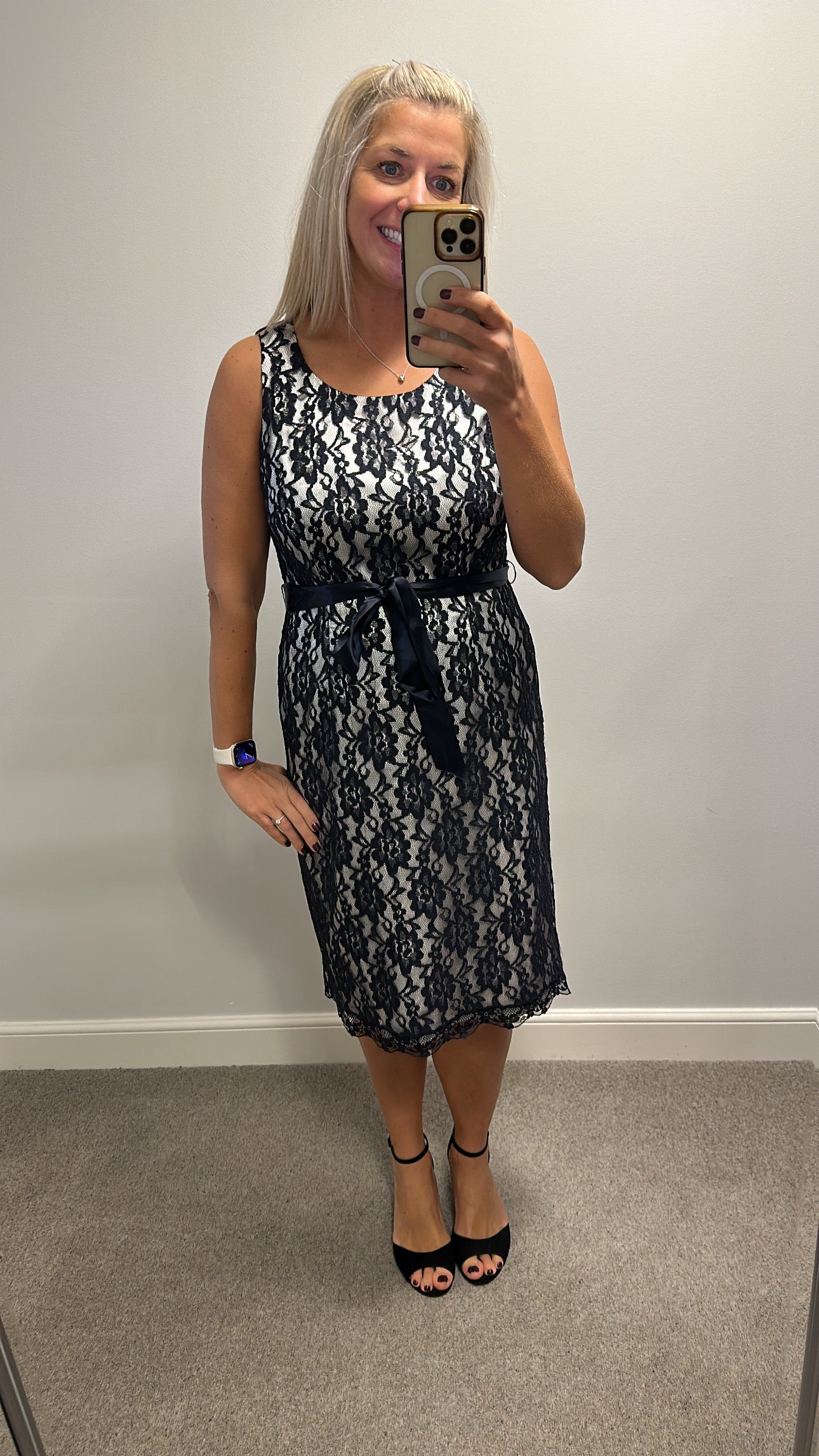 Jacques vert navy lace dress size 12