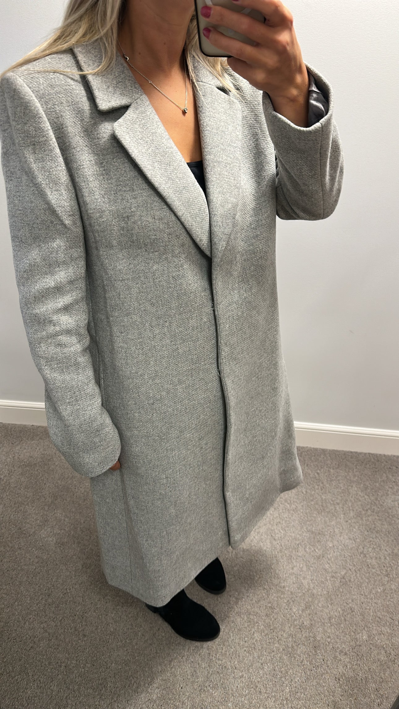 Fenn Wright Manson grey wool long line coat size 16