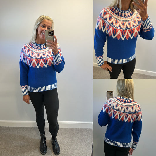 White stuff blue knit jumper size 8 (oversized would fit upto size 12)