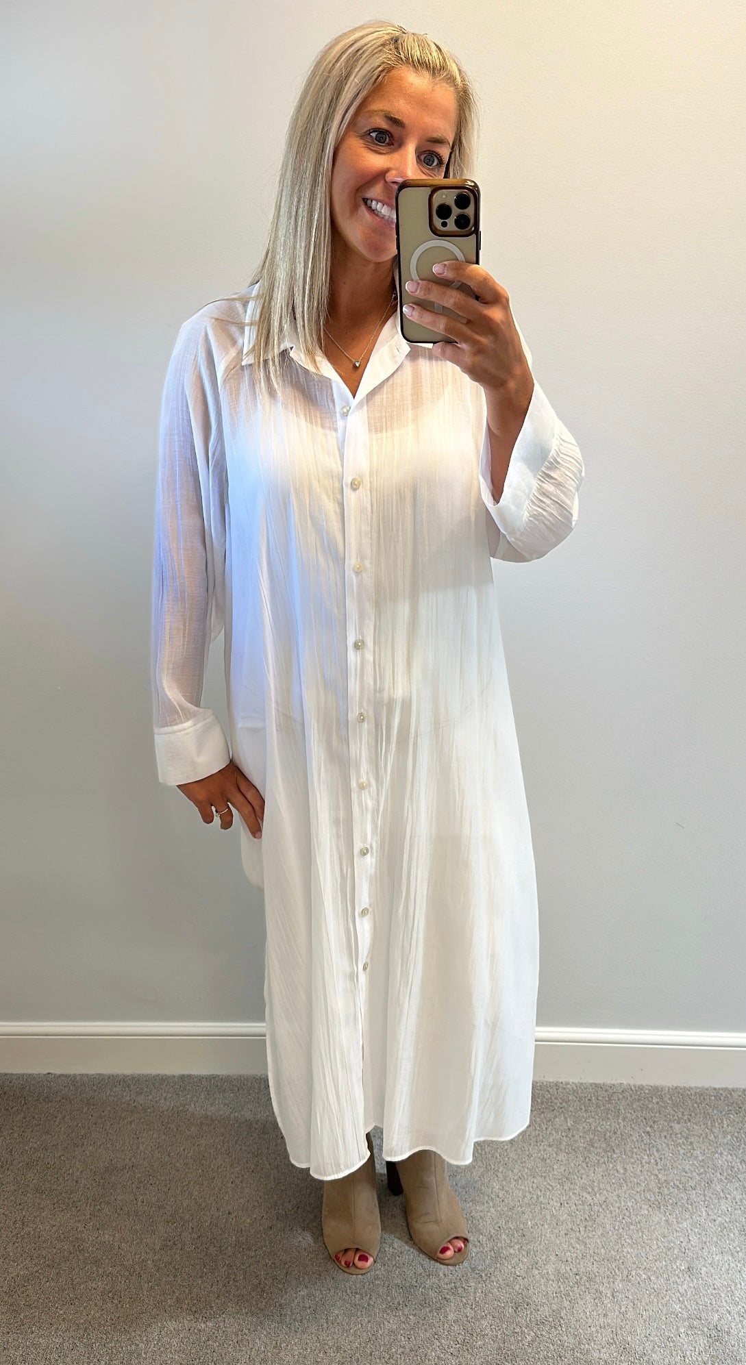 Next white sheer shirt dress size 18