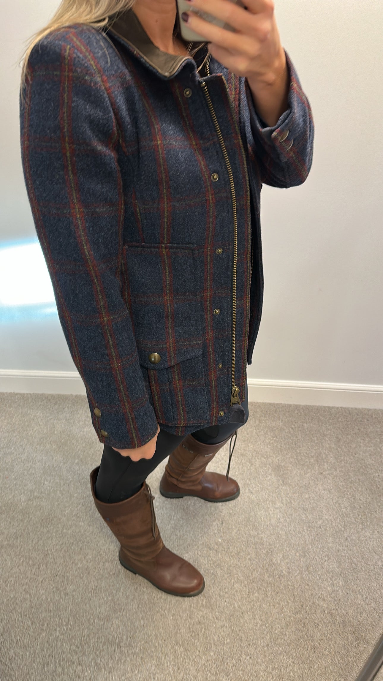 Joules navy field checked coat size 10