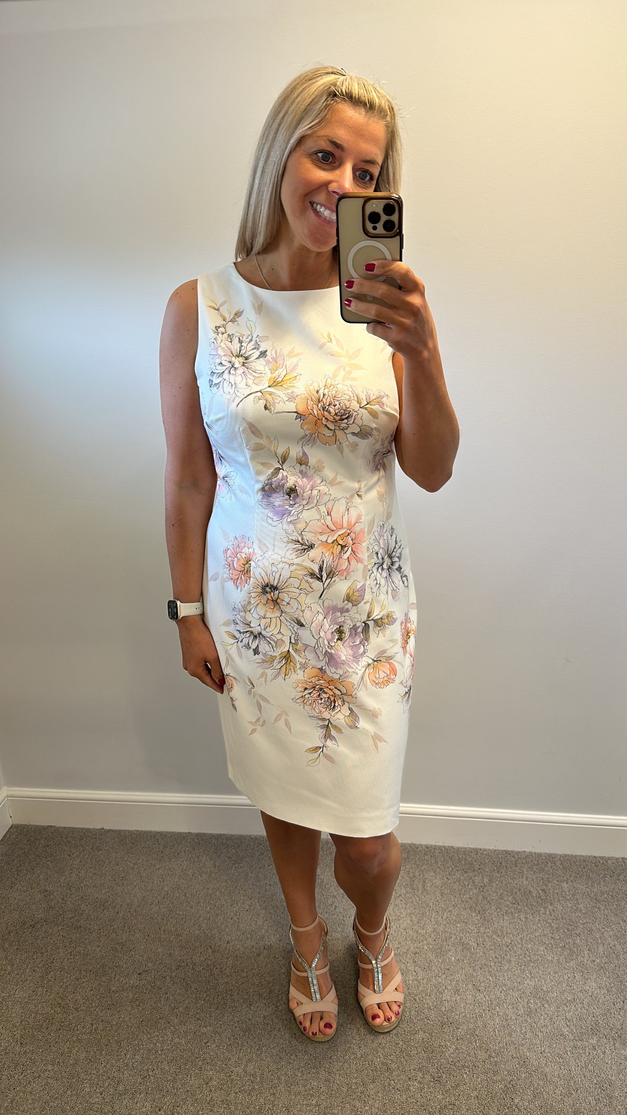 Hobbs off white floral dress size 14
