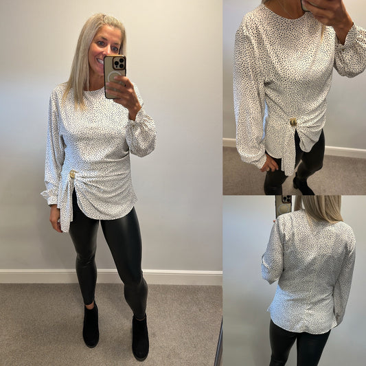 Zara white and black polka dot top size XL would fit upto size 14 brand new with tags