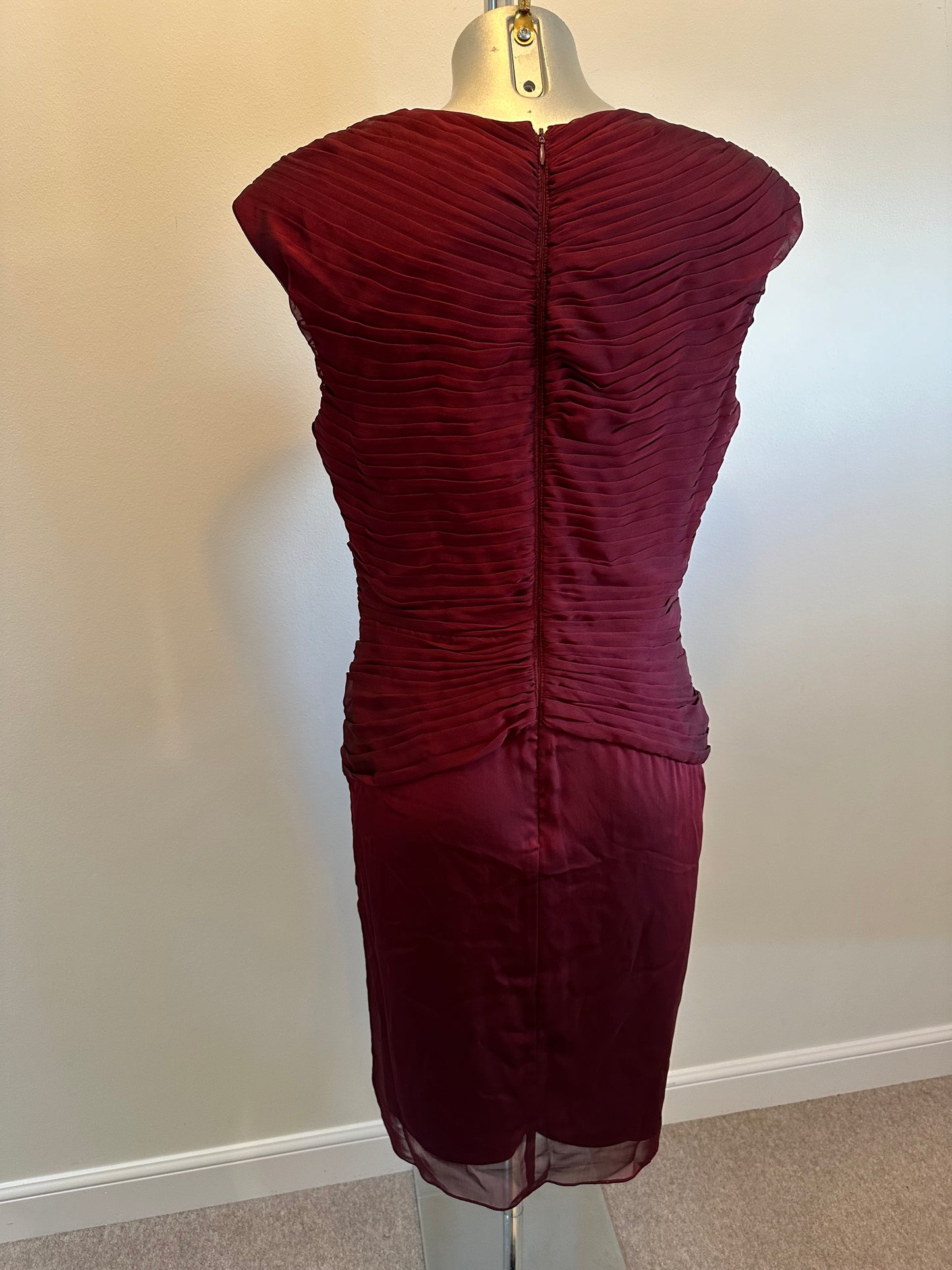 Adrianna Papell burgundy touched dress size 12