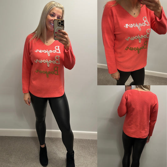 Bonjour coral jumper one size fitting upto size 16