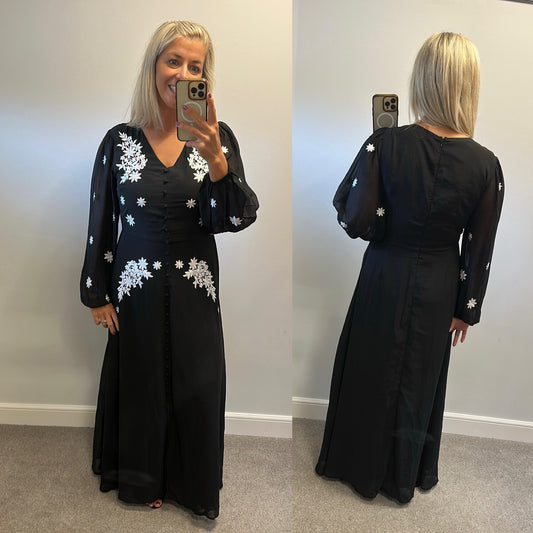 The collection black and white embroidered flower dress size 14