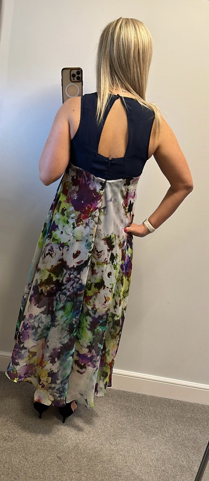 Coast Navy floral floaty dress size 14