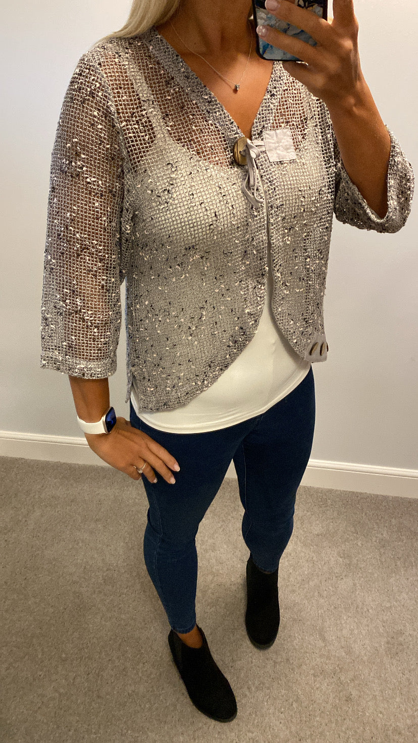 CasaMia exclusive grey knit jumper size m/L would fit upto size 16