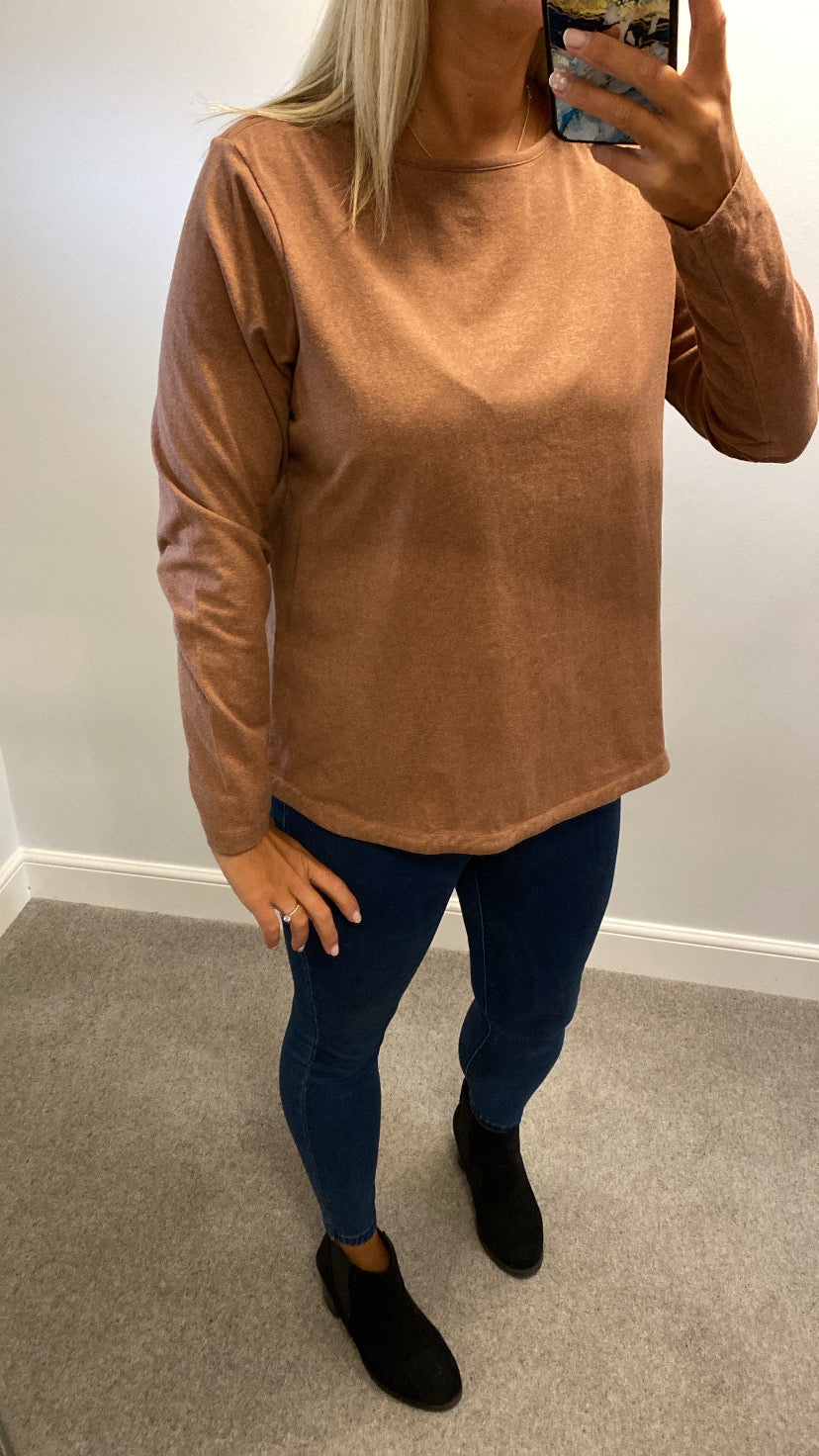 Fat face brown long sleeve top size 16