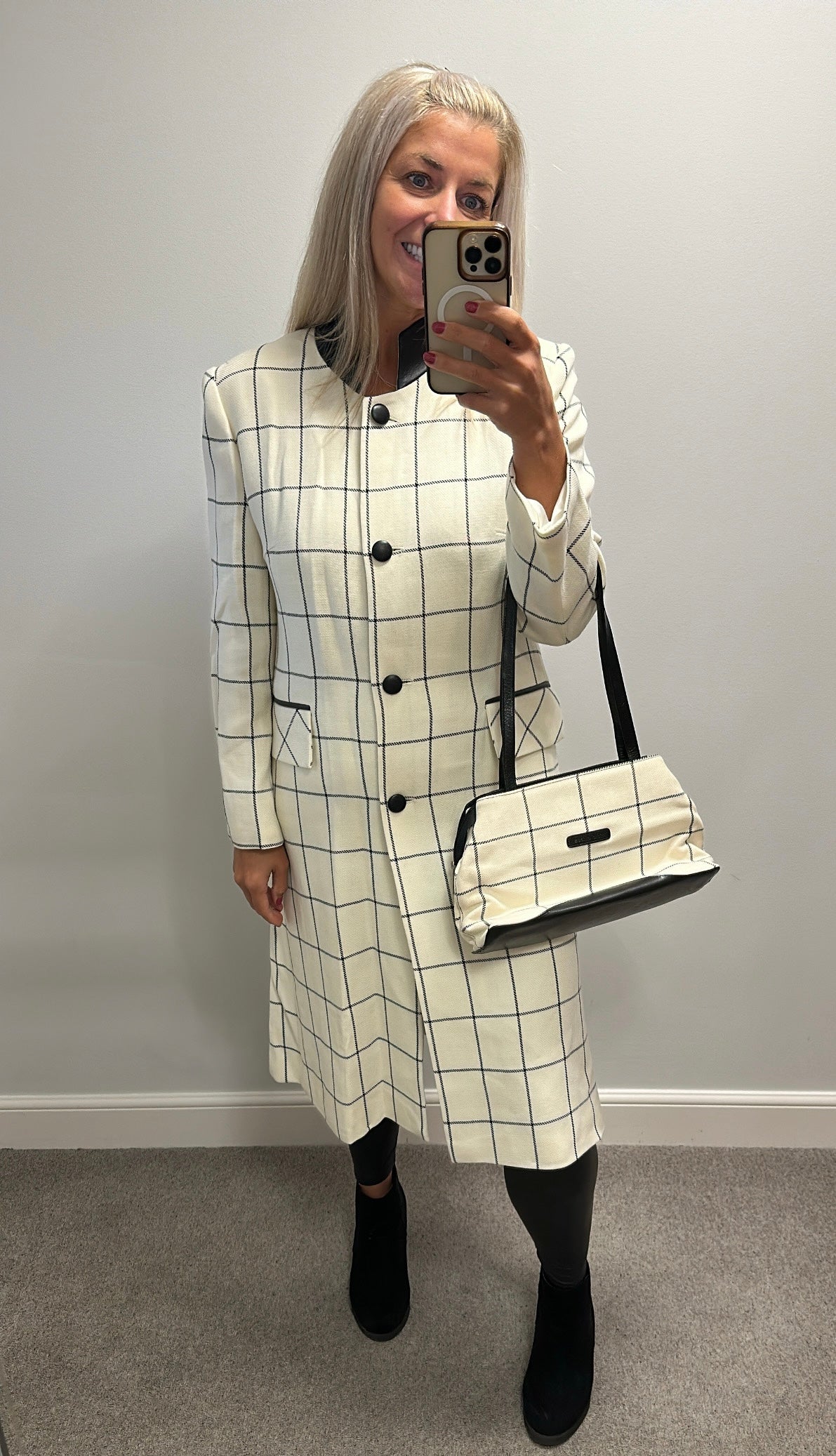 Michael Ambers wool check coat size 12