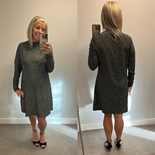 Next black and silver shimmer dress size 18 brand new with tags