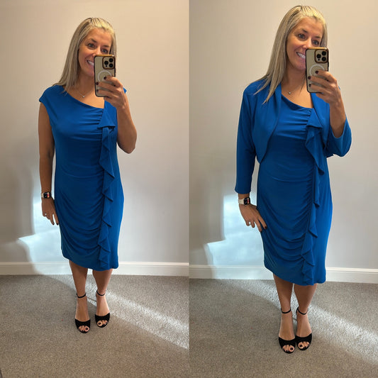 Frank Lyman blue ruffle dress with top size 18 brand new with tags RRP £148