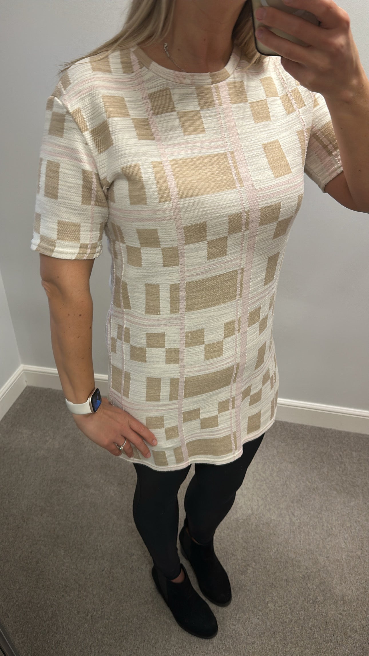 River island cream beige and pink print dress / top size 12