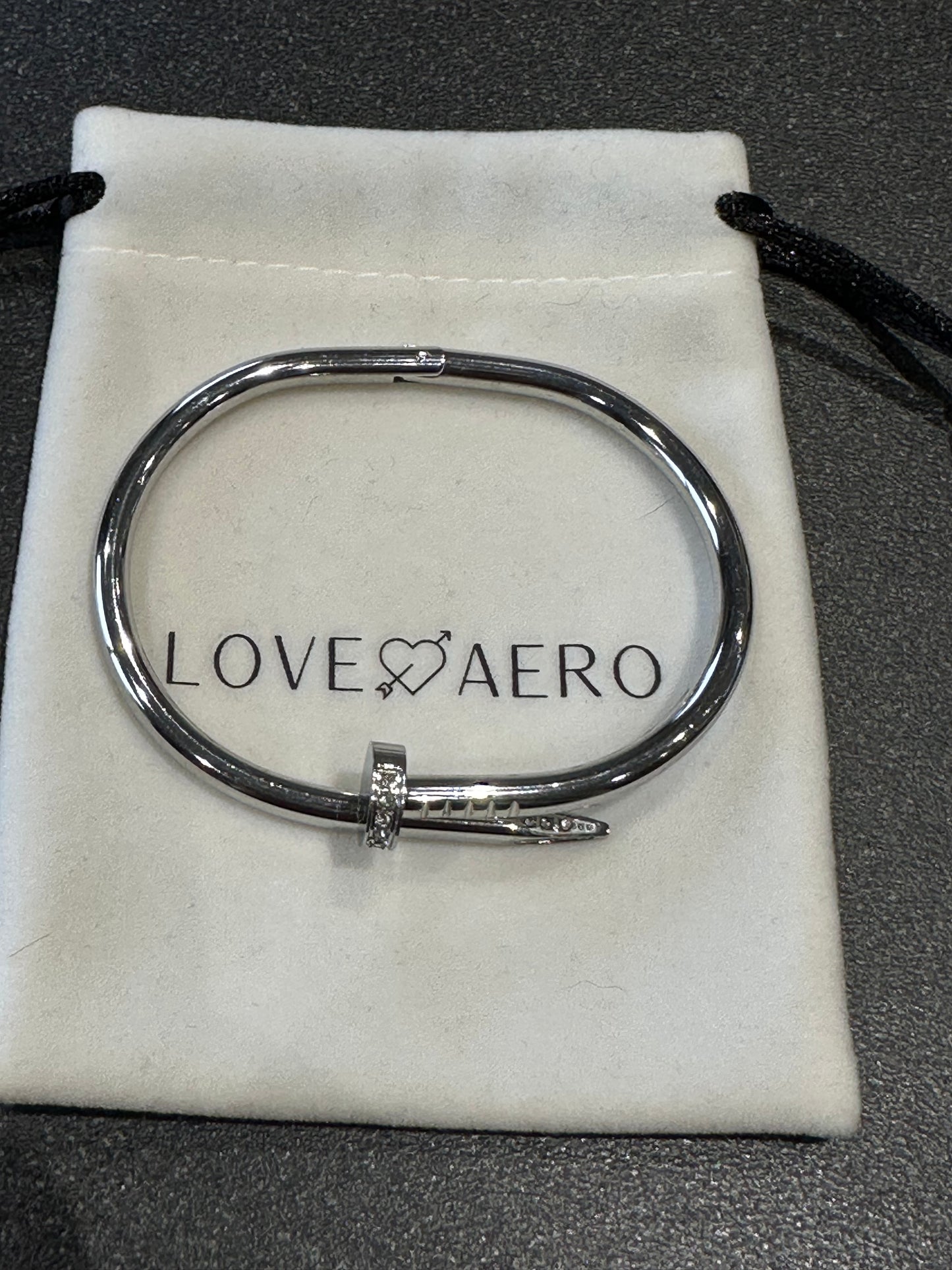Love aero nail cuff rhinestone silver bracelet brand new without tags