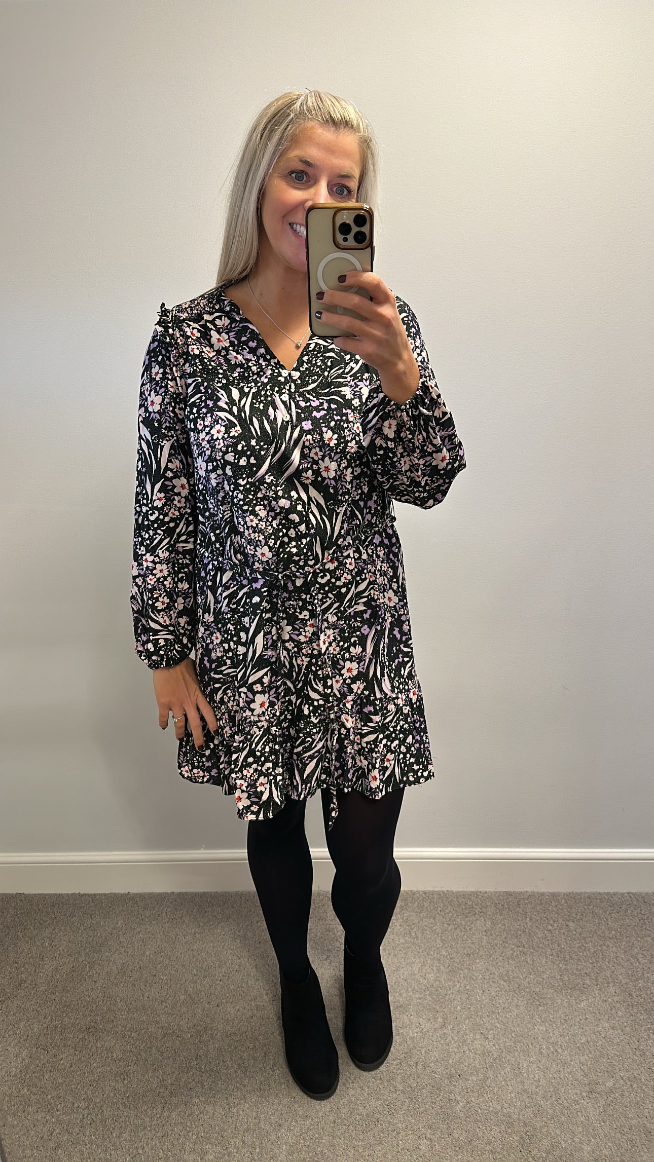 Marks and Spencer’s black / purple floral shimmer dress size 10
