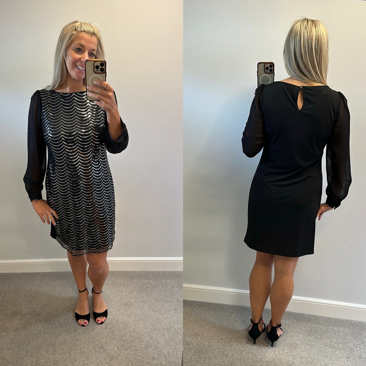 Billie & blossom black sequin dress size 14